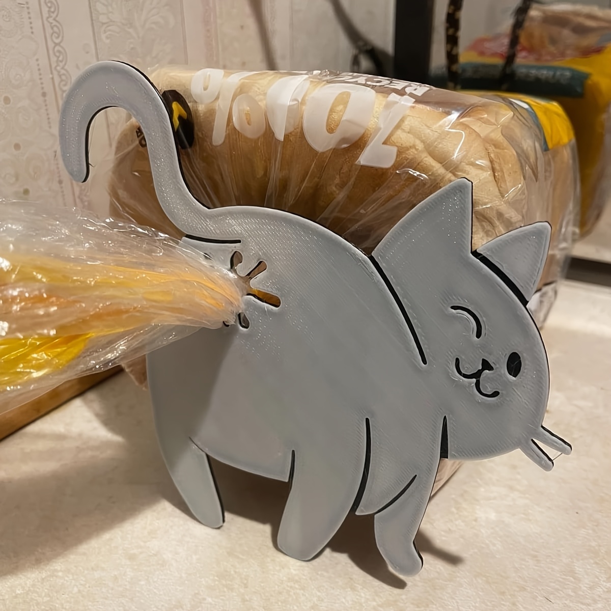 Commercial Kitchen Utensil Holder - 猫のお尻パンクリップ - 3Dプリントの楽しいキッチンツール、ビニール袋ホルダー、かわいい動物の収納アクセサリー