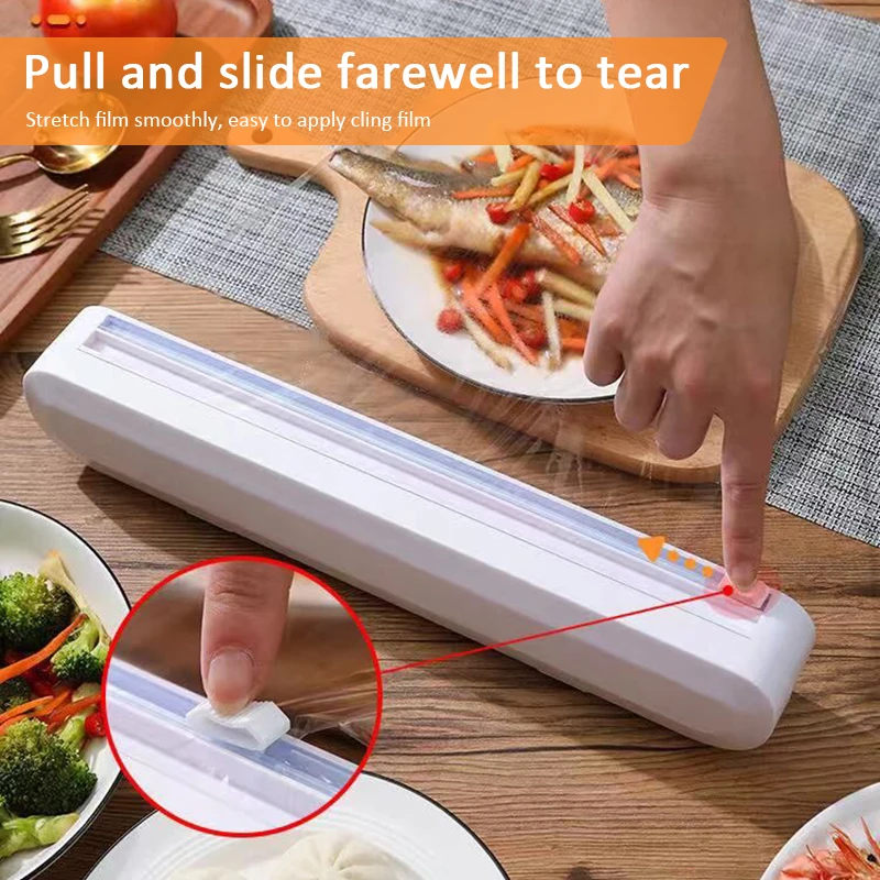 Commercial Kitchen Utensil Holder - プラスチックカッター、固定箔、食品ラップ、収納ホルダー、キッチンツールアクセサリー付きの便利なフィルムディスペンサー