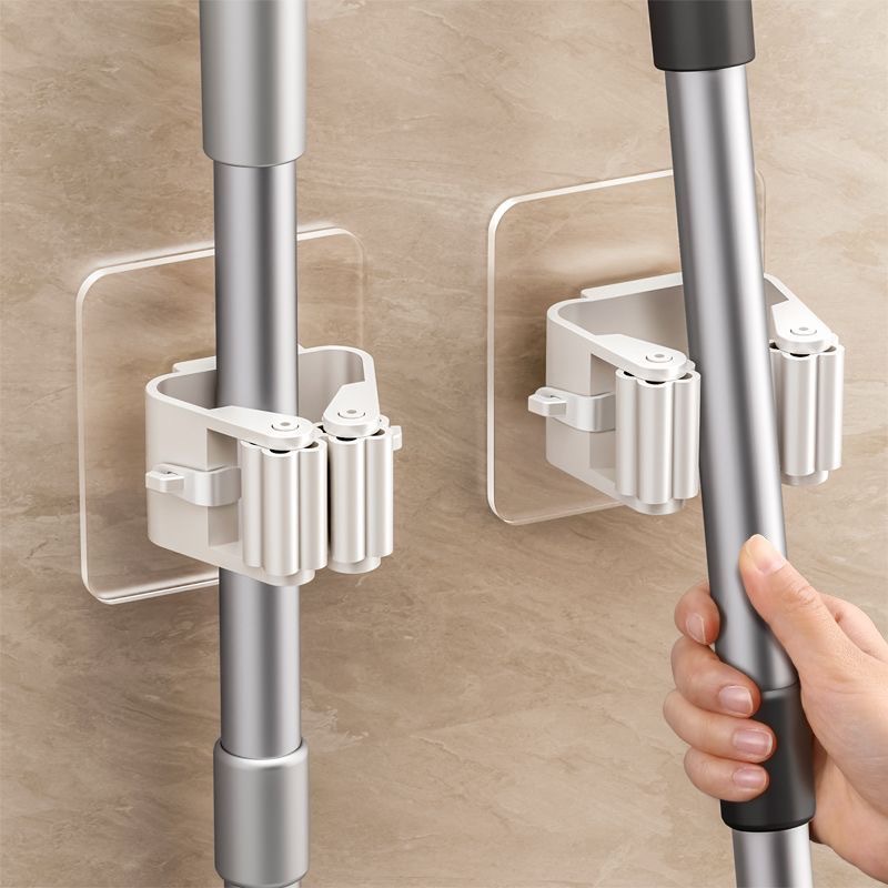 Commercial Kitchen Utensil Holder - ドリル不要の粘着式壁掛けモップラック、ほうきハンガーフック、キッチン、バスルーム整理、家庭用オーガナイザーアクセサリー