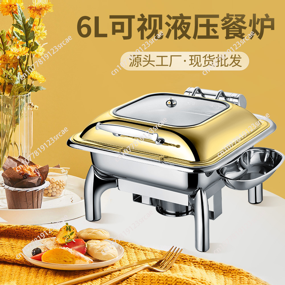 Commercial Kitchen Induction - プレミアム業務用ステンレス製ビュッフェ用保温鍋セット（丸型、IH対応）エレガントなキッチンでの提供に最適