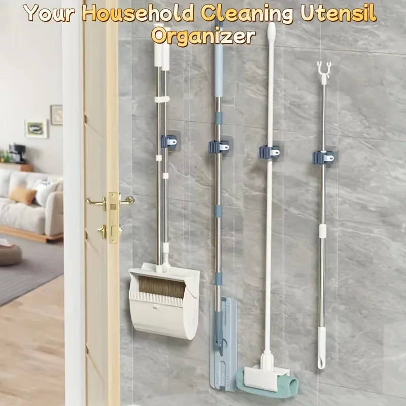 モップホルダー 自己粘着式ほうきスタンド 壁掛けモップサポー - Commercial Kitchen Utensil Holder のレビューと価格
