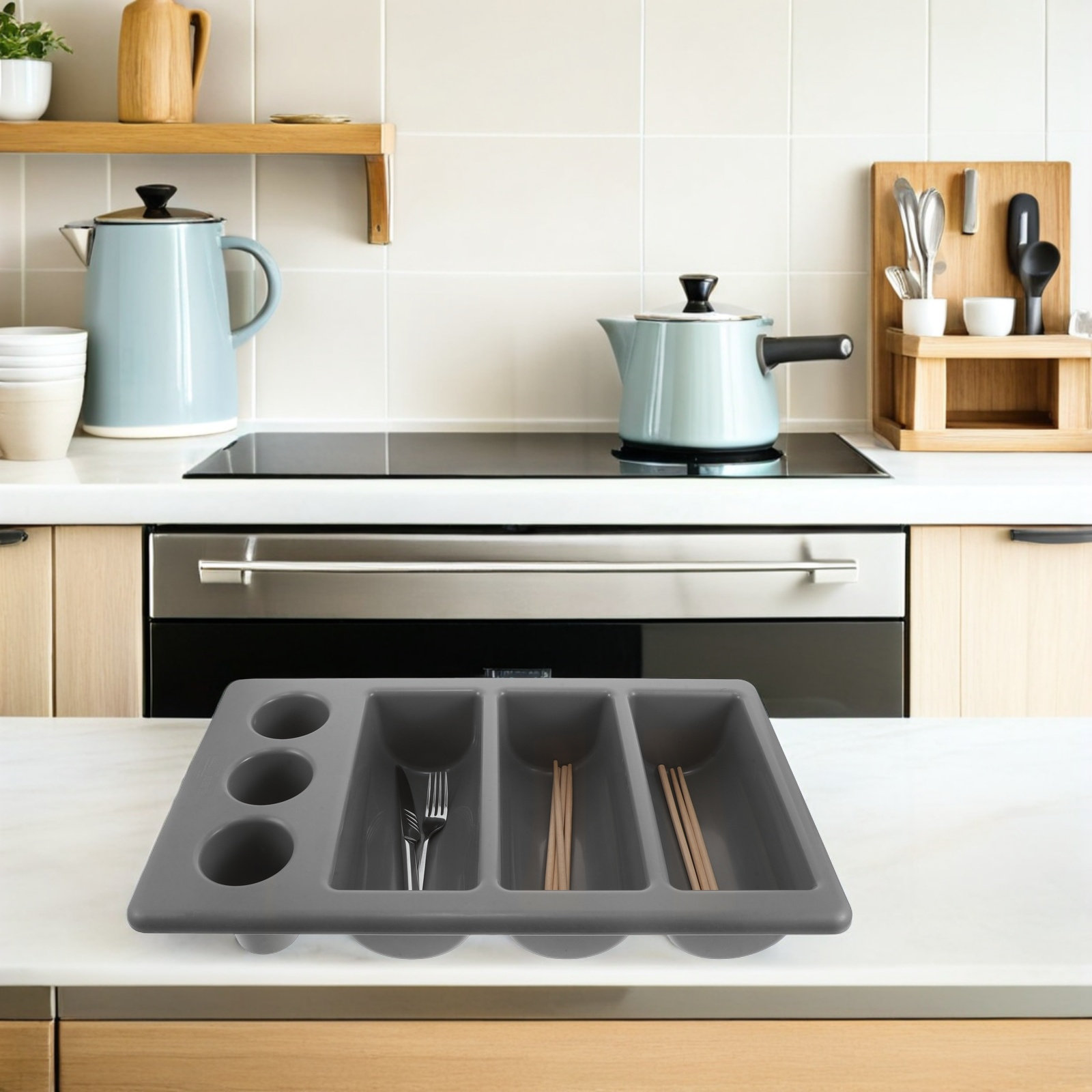 業務用カトラリーホルダー。仕切り付きのプラスチック製カトラリ - Commercial Kitchen Utensil Holder のレビューと価格