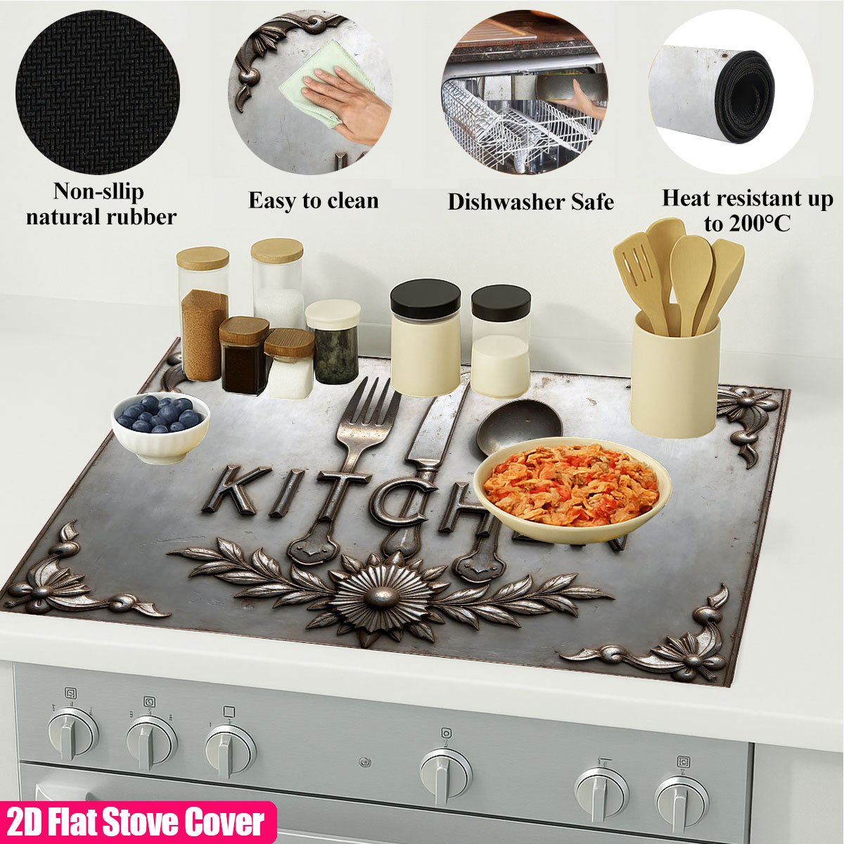 頑丈な金属製コンロカバー 耐熱性 滑り止めプロテクターマット - Commercial Kitchen Induction のレビューと価格