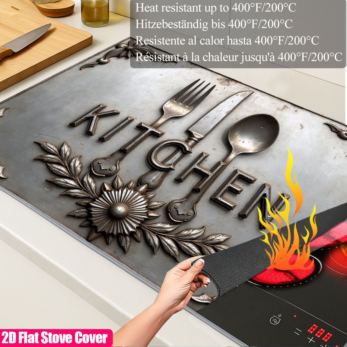 頑丈な金属製コンロカバー 耐熱性 滑り止めプロテクターマット - Commercial Kitchen Induction のレビューと価格