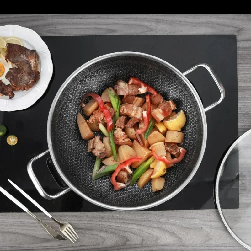 食品グレード304ステンレス製ハニカム中華鍋32cm、ノンス - Commercial Kitchen Induction のレビューと価格