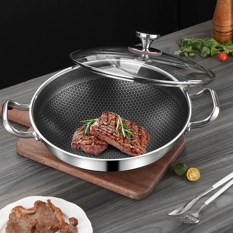 食品グレード304ステンレス製ハニカム中華鍋32cm、ノンス - Commercial Kitchen Induction のレビューと価格